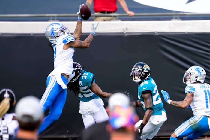 Golladay makes a catch against the Jacksonville Jaguars.